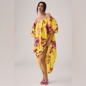 Anthropologie Off-the-shoulder floral dress.  Size medium.  Worn only one time.